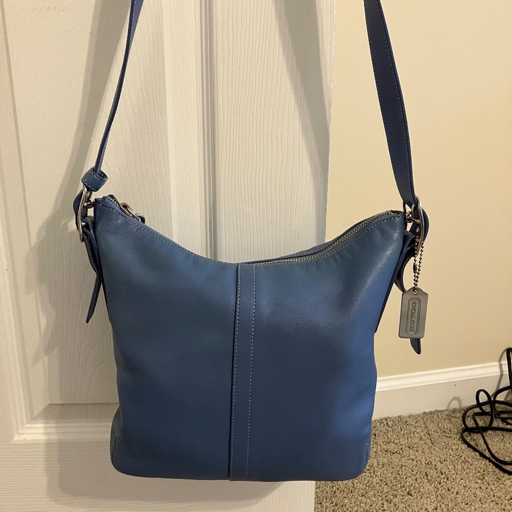 Blue leather Coach shoulder purse